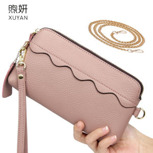 Fashionable Leather Crossbody Bag Small Womens Wallet Long Handbag Chain Strap Single Shoulder Bag Shell Shaped Handbag