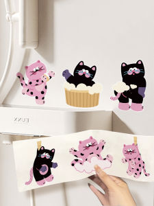 Miếng Dán Tường Phòng Tắm Hình Mèo Hoạt Hình Dễ Thương Tranh Treo Tường Trang Trí Nhà Chống Thấm Nước Miếng Dán Tường Trang Trí Nhà