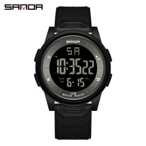 SANDA Mens Fashion LED Digital Electronic Sport Watches Complete Calendar Waterproof Male Clock Wristwatch