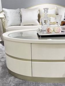 Bàn trà sofa dáng cong gỗ tự nhiên phong cách hiện đại nhập khẩu 8801