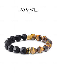 Tigers Eye and Black Onyx Modern Nordic Design Bracelet