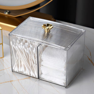 Cotton Puff Cotton Swab Storage Box Facial Wipe Dental Floss Acrylic Box Desktop Cosmetic Egg Cosmetics Storage Box