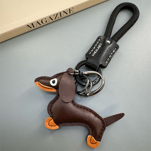 Sausage Puppy Handmade Genuine Leather Car Key Chain Pendant Cute Creative Men and Women Lanyard High-End Exquisite Accessories