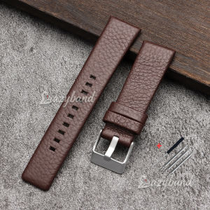 18/22/24/26/27/28/30/32mmLeather Watch Band LitchiPattern Brown Cowhide Business Strap for Diesel Dz7313 Dz7322 7257 4323 Series