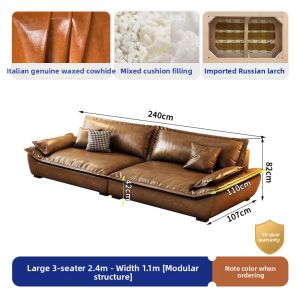 KLESK | Vintage Leather Sailing Boat Style Living Room Sofa Modern Simple Luxury