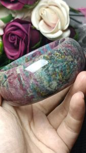 Ruby zoisite / Anyolite Crystal Stone bangle 57mm+ 红绿宝异象红绿宝(也称红蓝宝)花海意境花绿宝手镯 57mm+