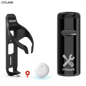 GPS Tracker จักรยานขวดน้ํากรง Ultralight เส้นใยไนลอนผู้ถือขวด MTB จักรยานขวดน้ําสําหรับ Apple ค้นหาของฉัน