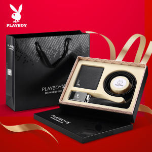 Playboy Belt Wallet Gift Set Automatic Leather Buckle Belt Fathers Day Gift Boyfriend Birthday