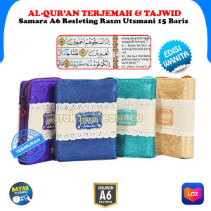 Alquran Terjemahan dan Tajwid Warna Resleting Al Quran Wanita Samara Ukuran Kecil A6 Halim Quran