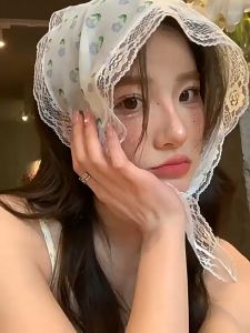 Korean Womens Headscarf Retro Decorative Scarf Tudung Ribbon Lace Triangle Scarf Bandana