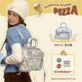 VANWALK Original Pizza Series Backpack Macaron Style Soft PU Material Leisure Casual Youth Shoulder Bag Traveling Outfit. 