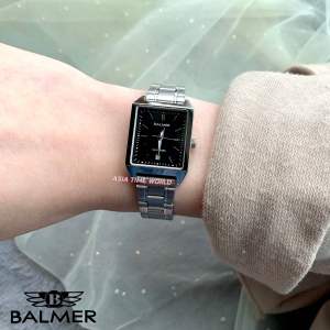 [Original] A8194L SS-4 Balmer Elegance Square Sapphire Womens Watch with Black Dial and Silver Stainless Steel Bracelet | Official Warranty