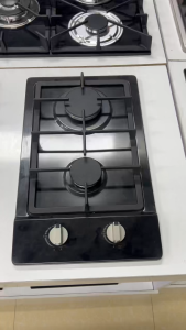 Black enamel-coated steel double-ended inset gas stove HC-3102EX a tabletop and built-in dual-purpose gas stove with flame protection a 30 cm compact kitchen gas stove suitable for apartments and restaurants