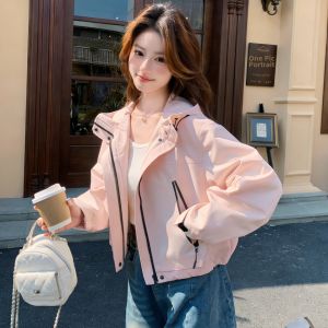 MANWUJINGLING | Pink Fall Hooded Lightweight Womens Outwear For Petite Outdoor