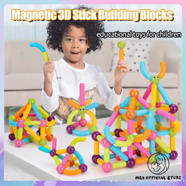 Kids Magnetic Stick with Storage Box DIY Block Set 3D Building Blocks Brain Puzzle Blocks Kids Toy Magnetic Sticks Set Lazada PH