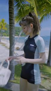 ชุดว่ายน้ำหญิง ชุดว่ายน้ำ ชุดว่ายน้ำเอวสูง ชูดไปทะเล ชุดว่ายน้ำชิ้นเดียวซิป สุ้ม