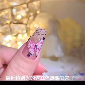 5D INS Pearlescent Butterfly Nail Art Stickers Embossed 3D 5D Butterfly Wings Nail Art 珠光宝气蔷薇蝴蝶美甲贴纸ins风浮雕立体5D翅膀蝴蝶翩翩美甲贴纸