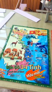 Mẫu 2 Hot! Tranh Decal Bản Đồ Việt Nam 34 tỉnh (sẵn keo lột dán)