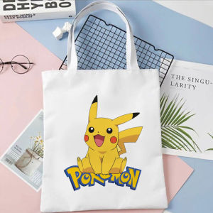 Totebag Tas Serut Pokemon Lucu Kanvas Goodie Bag Souvenir Ulang Tahun Anak Cowok Aesthetic Hitam