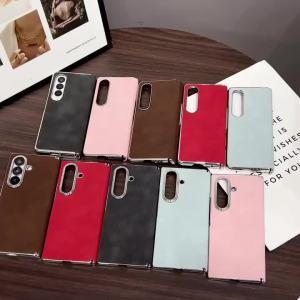 Retro Matte Leather Magnetic with Hinge Plating Phone Case for Samsung Galaxy Z Fold 7 6 5 4 for Magsafe Wireless Charging Cover