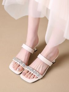 Stunning Soft Leather Strap High Heels Womens Fine Heel French Style Beautiful Summer New Arrival Low Help Casual Fashion