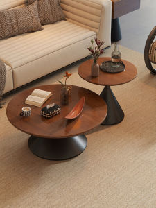 ZHUOHE | Retro Style Small Apartment Round Coffee Table