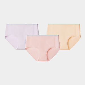 HLA | กางเกงขาสั้นผ้าฝ้ายบริสุทธิ์สำหรับผู้หญิง กางเกงชั้นในสามเหลี่ยมระบายอากาศได้ดี กางเกงชั้นในไร้ตะเข็บ ทรงเอวต่ำ ทรงกลาง ทรงหลวม สำหรับผู้หญิง