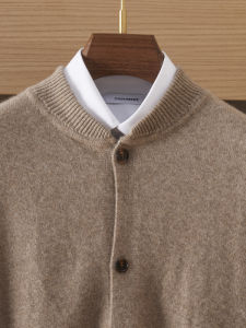 Autumn Winter Thickened Warm Cashmere Cardigan Mens Knitted Woolen Open Front Coat Casual Long Sleeve Business Casual Style