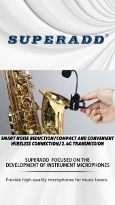 Wireless microphone SUPERADD KX-721 2.4G instrument mic used for Saxophone/clarinet/trumpet/trombone