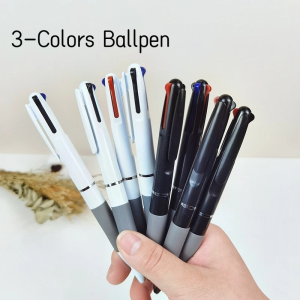 Creative 3-Color Ballpoint Pen Simple Push-Style Multi-Color Pen Student Stationery