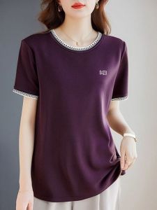 QIAOXIZI | Loose Fit Plus Size Womens Youthful Short Sleeve T-shirt