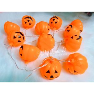 [MUA 2 GIẢM 5%]Dây Đèn 2M4 Bí Đỏ Ma Phụ Kiện Trang Trí Halloween