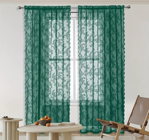 Lace Curtain Green Curtain Lace Curtain Fabric Water Wave Hollow Transparent Curtains
