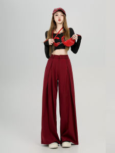 Quần Ống Rộng Màu Xám Cổ Điển Cho Nữ Quần Dài Ống Đứng Dáng Rộng Chất Liệu Polyester Phong Cách Hàn Quốc Mùa Xuân 2025