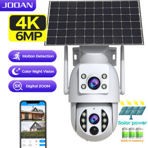 JOOAN Wireless Dual Lens 360° Low Power Solar Panel Battery Degree 4K FHD WiFi Camera CCTV IP Security Cam - IP66 Waterproof IR Night Vision Flash Light