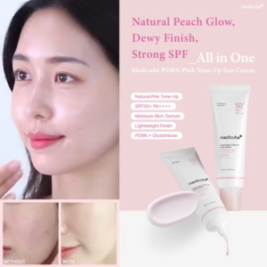 Medicube PDRN Pink Tone Up Sun Cream SPF50+ PA++++ 50ml Moisturizing Fresh Absorption Brightening Daily Sunscreen Moisturizing Fresh Quick Absorb Zero Sticky Finish Core PDRN DNA Repair Ingredient