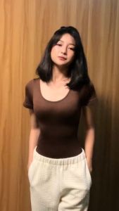 [Hottie Diary] Short Sleeve Bodysuit - Buttoned Thong Shapewear - Brown Off-White New  - Fashionable and versatile piece - Available in sizes up to 3XL