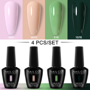 NAILCO | NAILCO 15ml 4pcs/Set Colors Gel Nail Polish UV Glitter Gel Nail Red Nail Esmalte Lakiery Design Vernis Need Top Base Nails Art