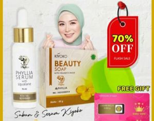 paket plumeria bundle sabun 1+serum 1 kiyoko by phyllia BPOM ori memutihkan&menyehatkan kulit