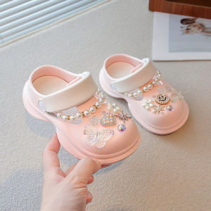Princess Themed Childrens Slip-On Summer Shoes Anti-Slip Outdoor Sandals for Girls Kids Comfortable Flat Heel EVA Material