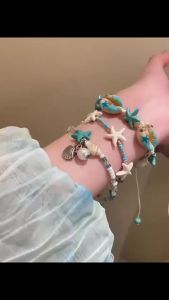 ** New Sale Ocean Starfish Shell Beaded Bracelet Boho Beach Bracelets For Women Summer Vacation Jewelry