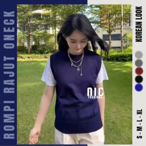 Rompi Rajut Korea Wanita Leher O/ Outer Knit Vest Rompi Wanita Korea Olinn - NIC Fashion