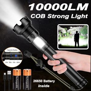 10000LM 2000M Super Bright Torchlight Rechargeable Flashlight 16 Core High Power Zoom LED Touch Light Outdoor Waterproof Camping Emergency Light