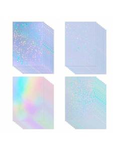 A4 Holographic Sticker Paper Clear Vinyl Self-Adhesive Waterproof Transparent Cold Laminating Film for Office & School Supplies