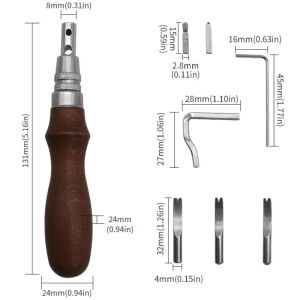 7 in 1 Leather Craft Groover Crease Leather Stitching Tool Edge Press Kit Adjustable Stitching Engraving Trimming Sewing Tools