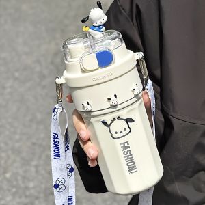 Stylish Stainless Steel Straw Thermos 316 Insulated Water Bottle for Girls Dual Use Portable Drinking Cup Healthky Students