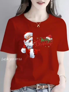 KAOS ATASAN SANTA MERRY CHRISTMAR PREMIUM WANITA DTF BERKUALITAS