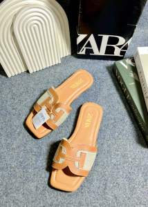 Promo Sandal Selop Zara Flat Aksen H Sandal Wanita Kekinian Kode SM08