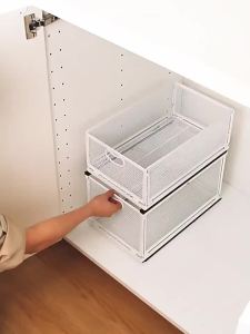 YUSHIJIA | Under Sink Pull-out Storage Basket Dual Layer Cabinet Shelf