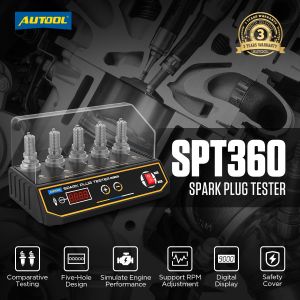 (✅รับประกัน3ปี✅) AUTOOL SPT360 เครื่องทดสอบการจุดระเบิดเครื่องมือวิเคราะห์รถยนต์อุปกรณ์เช็คกระแสไฟ SPT360รถเครื่องวิเคราะห์จุดระเบิดห้ารูสำหรับหัวเทียน